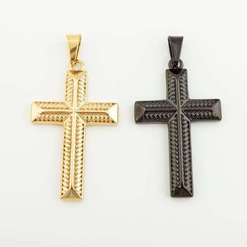 Stainless Steel Cross Pendants, 304 Stainless Steel, Vacuum Ion Plating, DIY, more colors for choice, 45x27mm, Hole:Approx 5mm, Sold By PC