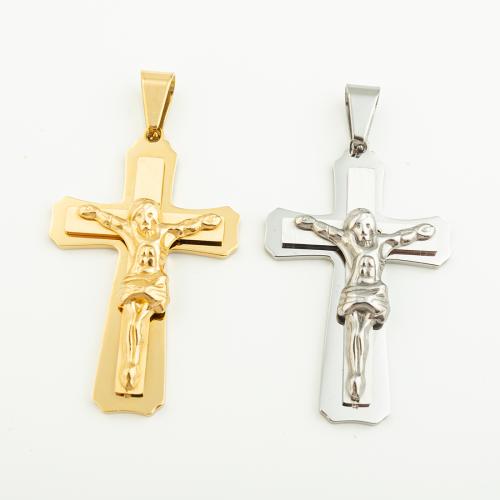 Stainless Steel Cross Pendants, 304 Stainless Steel, Vacuum Ion Plating, DIY, more colors for choice, 57x36mm, Hole:Approx 6mm, Sold By PC