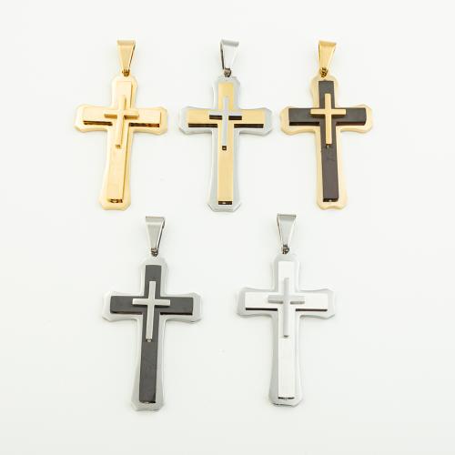 Stainless Steel Cross Pendants, 304 Stainless Steel, Vacuum Ion Plating, DIY, more colors for choice, 57x39mm, Hole:Approx 6mm, Sold By PC