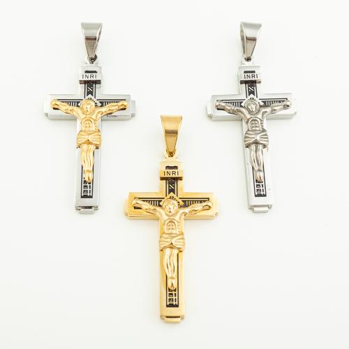 Stainless Steel Cross Pendants, 304 Stainless Steel, Vacuum Ion Plating, DIY, more colors for choice, 56x29mm, Hole:Approx 8mm, Sold By PC