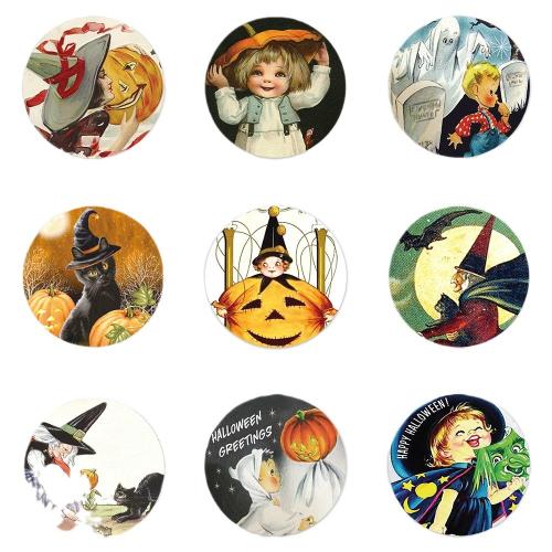 Adhesive Sticker Sticker Paper Round printing Halloween Design & mixed pattern & DIY Sold By Set