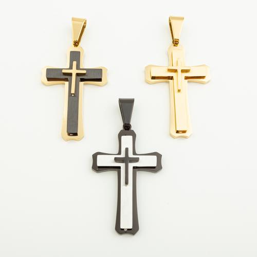 Stainless Steel Cross Pendants, 304 Stainless Steel, Vacuum Ion Plating, DIY, more colors for choice, 48x30mm, Hole:Approx 6mm, Sold By PC