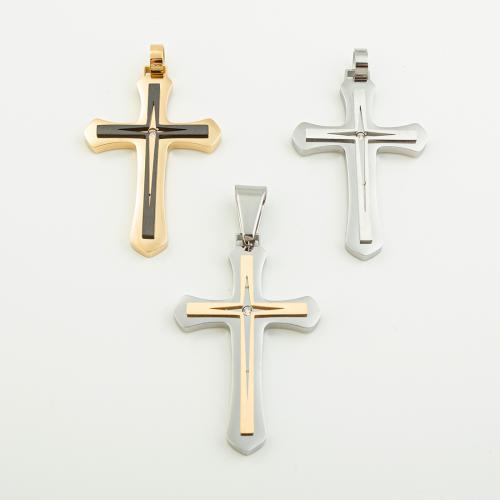 Stainless Steel Cross Pendants, 304 Stainless Steel, Vacuum Ion Plating, DIY, more colors for choice, 46x30mm, Hole:Approx 6mm, Sold By PC