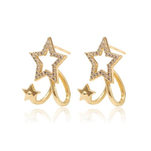 Cubic Zirconia Micro Pave Brass Earring plated & micro pave cubic zirconia & for woman gold Sold By Pair