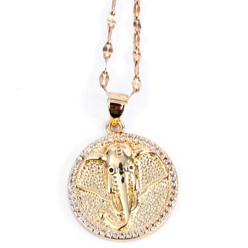 Cubic Zircon Micro Pave Brass Necklace with 5CM extender chain gold color plated & micro pave cubic zirconia & for woman gold Length Approx 40 cm Sold By PC