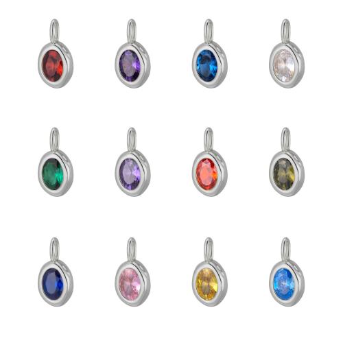 925 Sterling Silver Pendant, with Spinel, DIY & micro pave cubic zirconia, more colors for choice, 7.80x14.70mm, Sold By PC