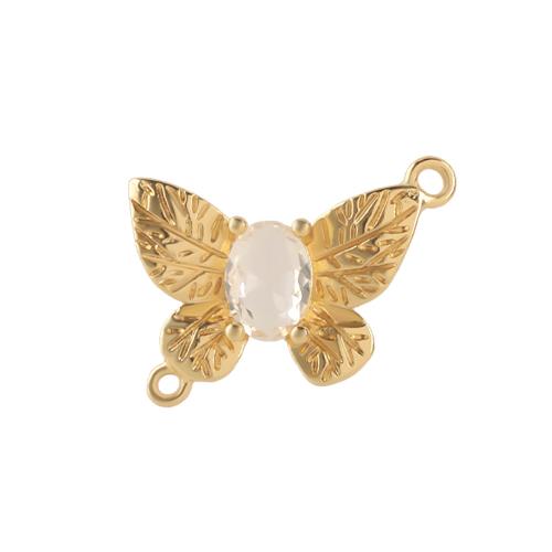 Cubic Zirconia Micro Pave Brass Connector Butterfly plated DIY & micro pave cubic zirconia Sold By PC