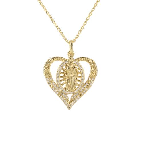 Cubic Zirconia Micro Pave Brass Pendant, Heart, plated, DIY & micro pave cubic zirconia, more colors for choice, Sold By PC