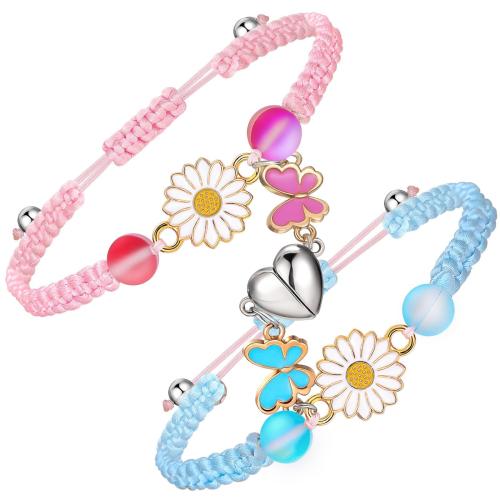 Pareja pulsera y brazalete, acero inoxidable 304, con Cordón de nudo & Labradorita, hecho a mano, 2 piezas & unisexo & diferentes estilos para la opción & esmalte, más colores para la opción, longitud:aproximado 16 cm, Vendido por Set