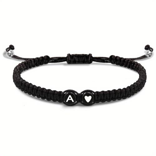 Acryl Armbänder, mit Terylen Schnur, unisex & verschiedene Stile für Wahl, schwarz, verkauft von PC