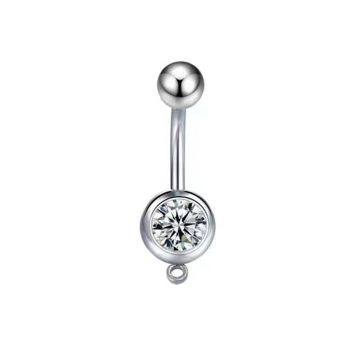 Stainless Steel Belly Ring, 304 Stainless Steel, different styles for choice & micro pave cubic zirconia & for woman, original color, 1.60x10mm, Sold By PC