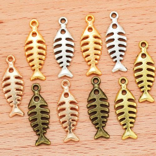 Pendentifs en alliage de zinc, Squelette de poisson, Placage, DIY, plus de couleurs à choisir, 26x9mm, Vendu par PC