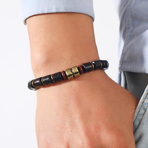 Wood Bracelets, with Tibetan Style, plated, for man, nickel, lead & cadmium free, Sold By PC