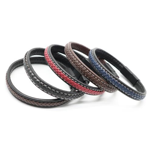 PU Leather Cord Bracelets Zinc Alloy with Magnet & PU Leather plated Unisex nickel lead & cadmium free Length 20.5 cm Sold By PC