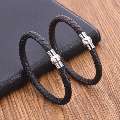 PU Leather Cord Bracelets Brass with Magnet & PU Leather plated Unisex nickel lead & cadmium free Length 20.5 cm Sold By PC