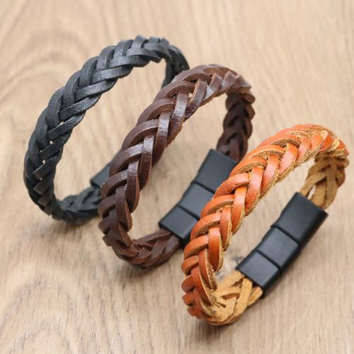 Pulseras de Cordón de PU, aleación de zinc, con Imán & Cuero de PU, chapado, para hombre, más colores para la opción, libre de níquel, plomo & cadmio, longitud:21 cm, Vendido por UD