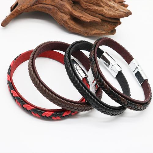 PU Leather Cord Bracelets, Tibetan Style, with Magnet & PU Leather, plated, Unisex, more colors for choice, nickel, lead & cadmium free, Length:20.5 cm, Sold By PC