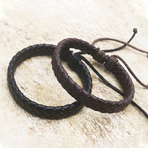 PU Leather Cord Bracelets with Wax Cord Unisex Length 19 cm Sold By PC