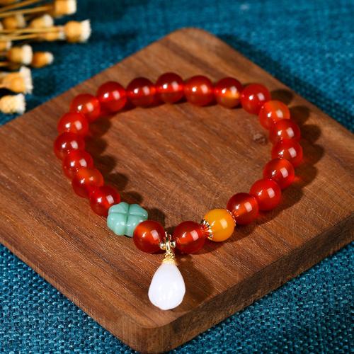 Red Agate Armbånd, Flower, håndlavet, mode smykker & for kvinde, Længde Ca. 6-8 inch, Solgt af PC