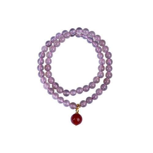 agate pourpre bracelet, avec cornaline, Rond, fait à la main, Double couche & pour femme, beads length 6mm, Longueur:Environ 6-8 pouce, Vendu par PC