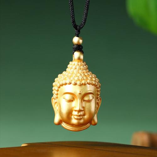 Zinc Alloy Necklace with Polyester Cord Buddha gold color plated folk style & Unisex Length Approx 17.7 Inch Sold By PC