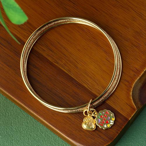 Brass Bangle, gold color plated, for woman & enamel, Inner Diameter:Approx 62mm, Sold By PC