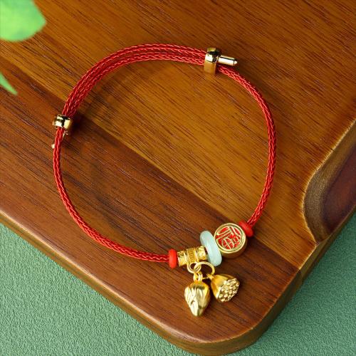 Tibetan Style Bracelet, with Jade & Polyester Cord, gold color plated, folk style & braided & for woman & enamel, Length:Approx 6-8 Inch, Sold By PC