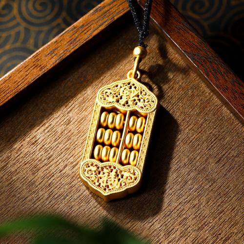 Tibetan Style Necklace, with Polyester Cord, Abacus, gold color plated, folk style & Unisex & hollow, Length:Approx 16-20 Inch, Sold By PC