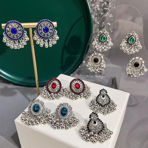 Tibetan Style Stud Earring, fashion jewelry & different styles for choice & for woman & with rhinestone, more colors for choice, Sold By Pair