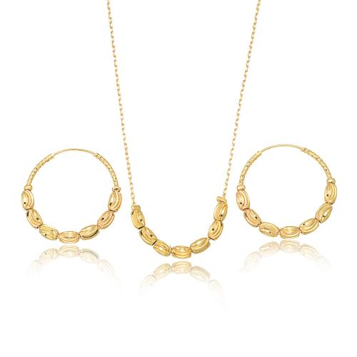 Brass Jewelry Set earring & necklace 18K gold plated 2 pieces & fashion jewelry & for woman golden Length Approx 45 cm Sold By Set