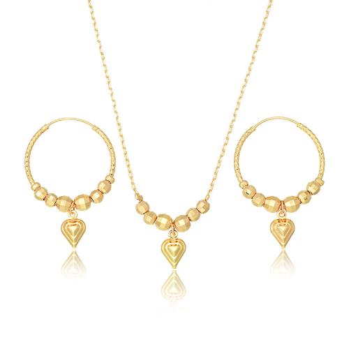 Brass Jewelry Set earring & necklace 18K gold plated 2 pieces & fashion jewelry & for woman golden Length Approx 45 cm Sold By Set