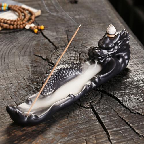 Backflow Incense Burner, Porcelain, half handmade, for home and office & durable & multifunctional, more colors for choice, 242x56x64mm, Sold By PC