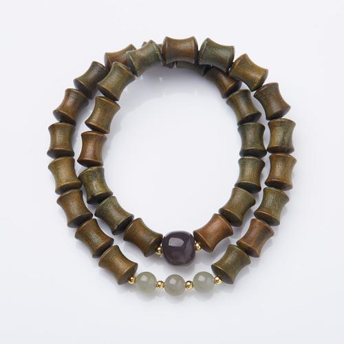 Wood Bracelets, Green Sandalwood, with Hetian Jade, handmade, fashion jewelry & Unisex, Length:Approx 28 cm, Sold By PC