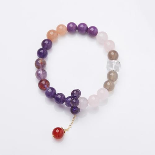 Quartz Bracelets, Amethyst, with Purple Phantom Quartz, handmade, fashion jewelry & for woman, Length:Approx 14-16 cm, Sold By PC