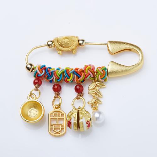 Fashion Broche Sieraden, Messing, met Rode Agaat, multifunctioneel & uniseks, 50mm, Verkocht door PC