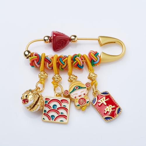 Fashion Broche Sieraden, Messing, met Cinnabar, multifunctioneel & uniseks, 50mm, Verkocht door PC