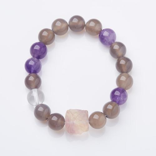 Agate Jewelry Bracelet with Natural Fluorite & Amethyst handmade fashion jewelry & Unisex Length Approx 14-16 cm Sold By PC