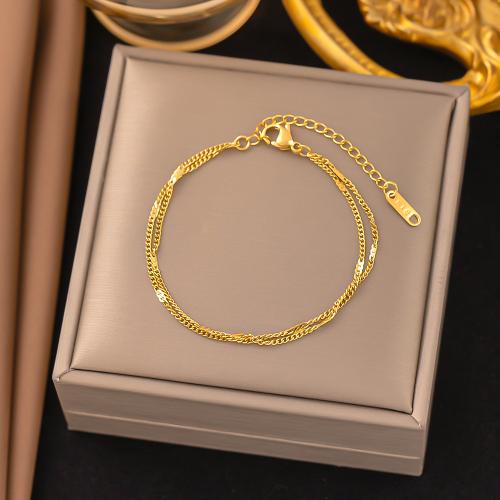 Stainless Steel Jewelry Bracelet, 304 Stainless Steel, with 5cm extender chain, Double Layer & fashion jewelry & for woman, more colors for choice, Length:Approx 17 cm, Sold By PC