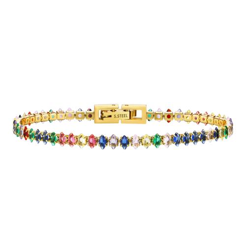 Bijoux bracelet en acier inoxydable, Acier inoxydable 304, bijoux de mode & pavé de micro zircon & pour femme, 4mm, Longueur:Environ 17 cm, Vendu par PC