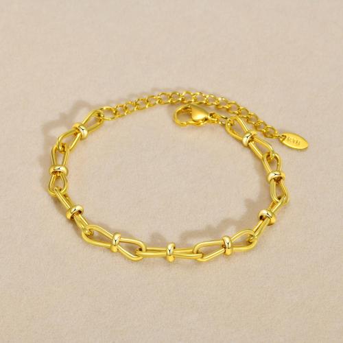 Bijoux bracelet en acier inoxydable, Acier inoxydable 304, avec 5cm chaînes de rallonge, bijoux de mode & pour femme, doré, Longueur:Environ 16 cm, Vendu par PC