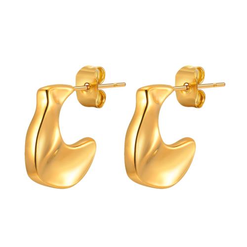 Stainless Steel Stud Earrings, 304 Stainless Steel, fashion jewelry & for woman, golden, 17.60x15mm, Sold By Pair