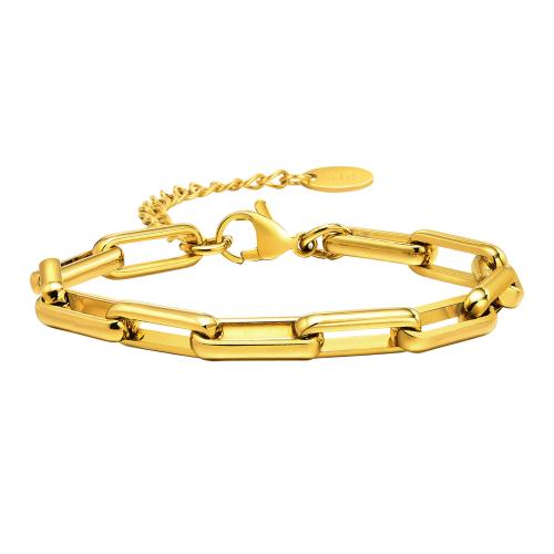 Bijoux bracelet en acier inoxydable, Acier inoxydable 304, avec 5cm chaînes de rallonge, bijoux de mode & pour femme, doré, Longueur:Environ 16 cm, Vendu par PC