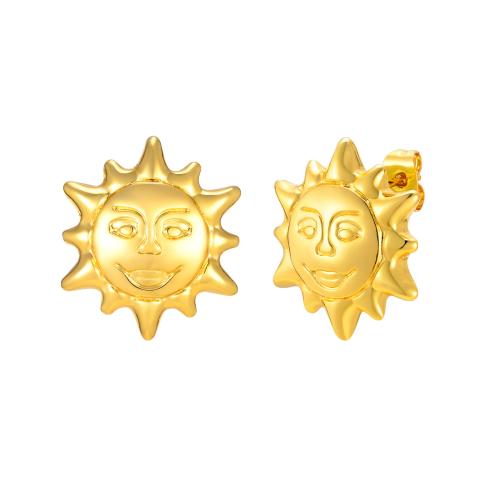 Brass Stud Earring, Sun, fashion jewelry & for woman, golden, 20.40x17.80mm, Sold By PC