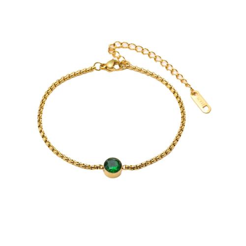 Bijoux bracelet en acier inoxydable, Acier inoxydable 304, avec 5cm chaînes de rallonge, bijoux de mode & pavé de micro zircon & pour femme, doré, Longueur:Environ 16 cm, Vendu par PC