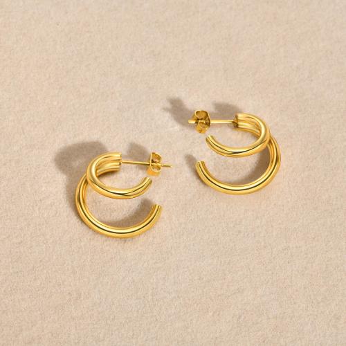 Stainless Steel Stud Earrings, 304 Stainless Steel, fashion jewelry & for woman, golden, 20mm, Sold By Pair