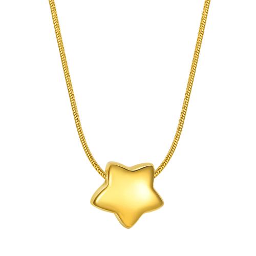 Stainless Steel Jewelry Necklace, 304 Stainless Steel, Star, fashion jewelry & for woman, golden, 11x12mm, Length:Approx 45 cm, Sold By PC