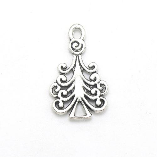 Colgantes de Aleación de Zinc, Árbol de Navidad, chapado en color de plata antigua, Bricolaje, libre de níquel, plomo & cadmio, 24x13x1.30mm, aproximado 100PCs/Bolsa, Vendido por Bolsa