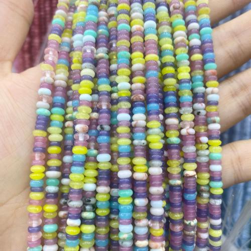 Gemstone Jewelry Beads, Natural Stone, Round, DIY, multi-colored, 4x2mm, Sold By Strand