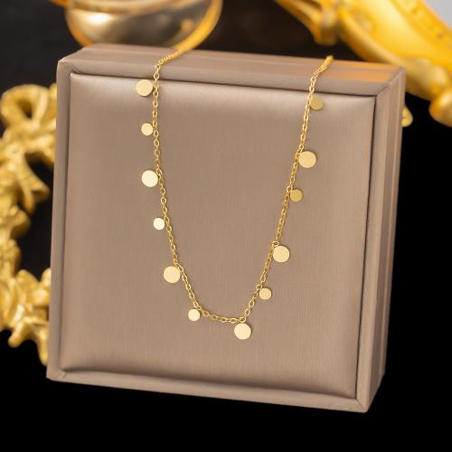 Titanium Steel Necklace gold color plated & for woman Length 45 cm Sold By PC