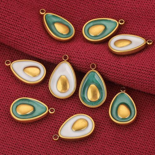 Stainless Steel Pendants, 304 Stainless Steel, Avocado, gold color plated, DIY & enamel, more colors for choice, 10x17mm, Sold By PC